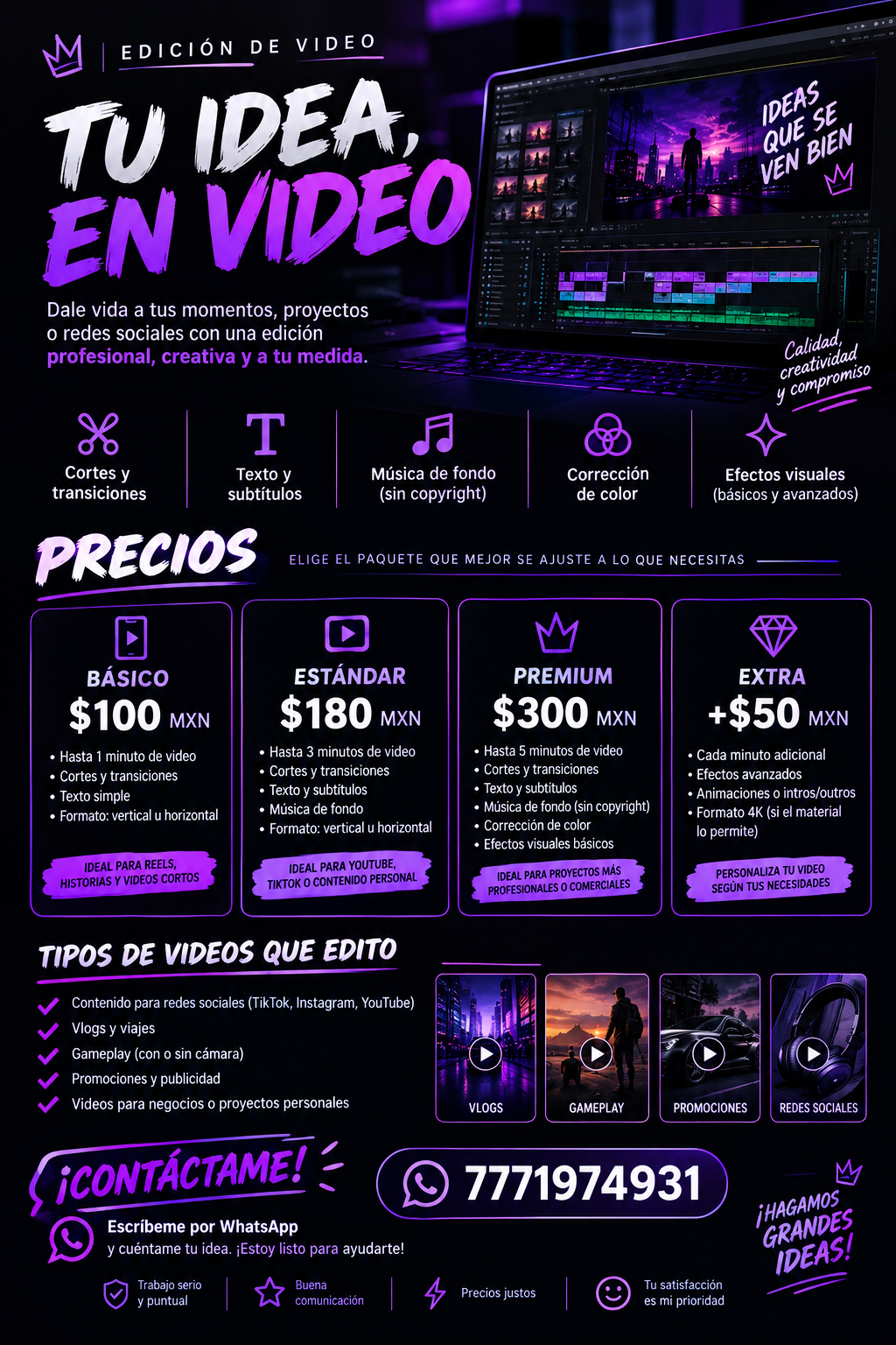 vendo servicios de edicio para youtubers y tiktoker o persona que quieran que edite algun video